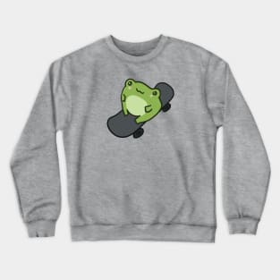 Cute Frog on Skateboard, Kawaii Cottagecore Aesthetic Frog, Skating Lover Crewneck Sweatshirt